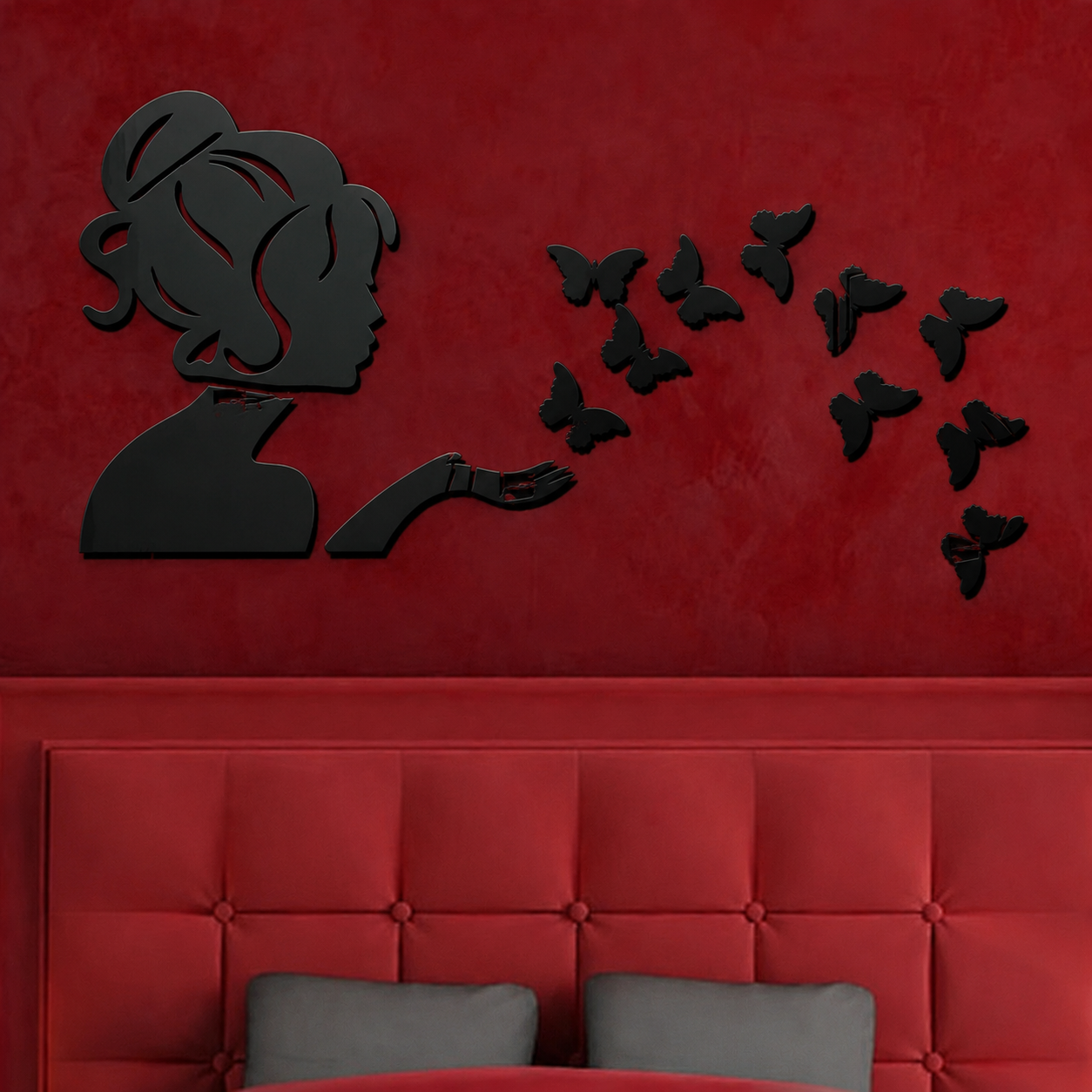 3D Acrylic Angel Fairy with Butterfly Decorative Mirror for Wall